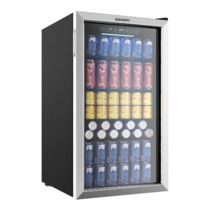 EUHOMY 3.2 Cu.Ft 126 Can Built in & Free Standing Beverage Cooler Wine Cooler